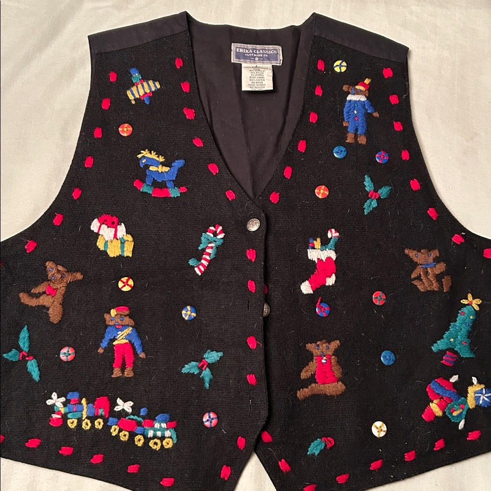 Black Festive Embroidered Vest